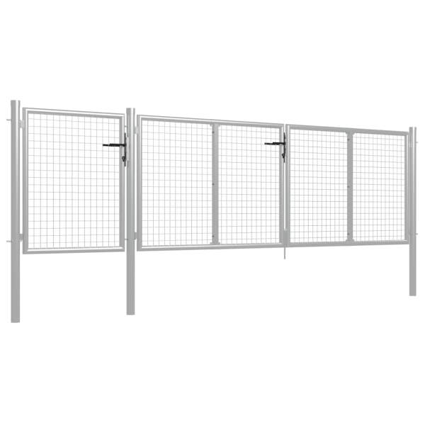  Gartentor Stahl 400 x 100 cm Silbern