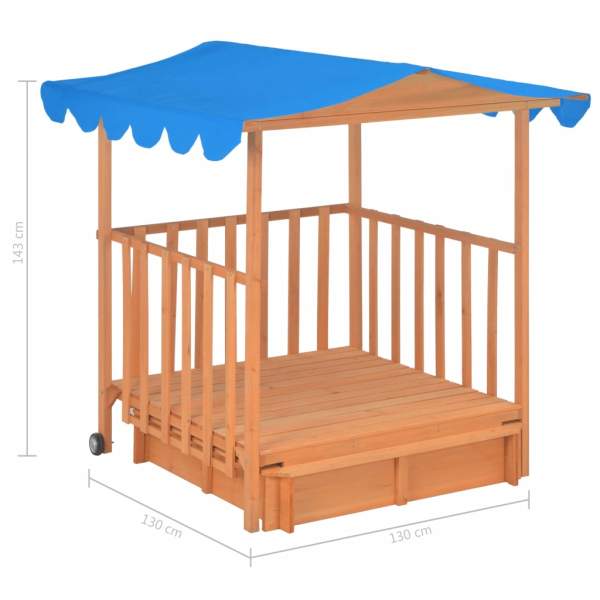  Kinderspielhaus mit Sandkasten Holz Blau UV50 