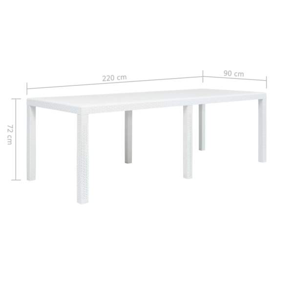  Gartentisch Weiß 220x90x72 cm Kunststoff Rattan-Optik