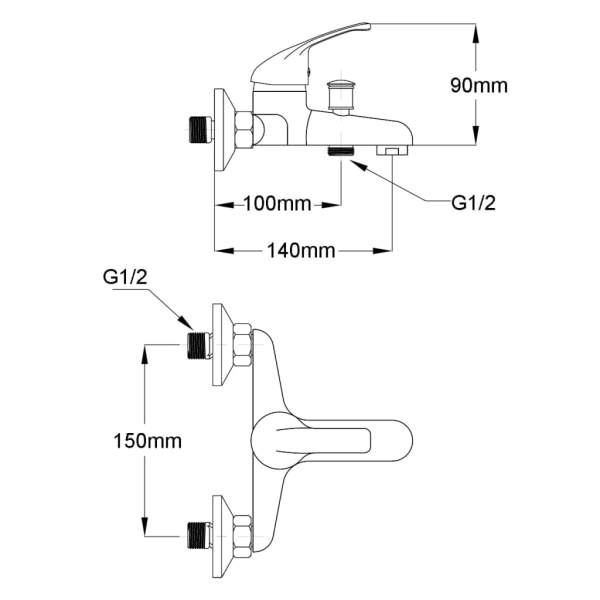  Duscharmatur Mischbatterie mit Duschkopf 2 Stk.
