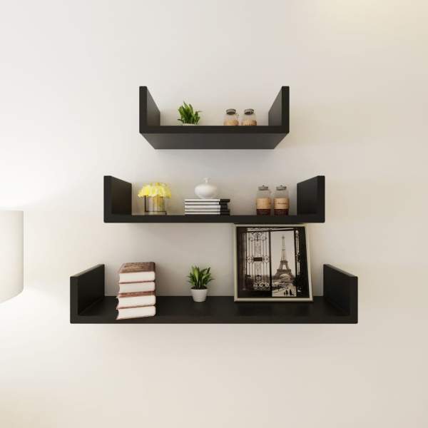  Wandregale 6 Stk. Schwarz