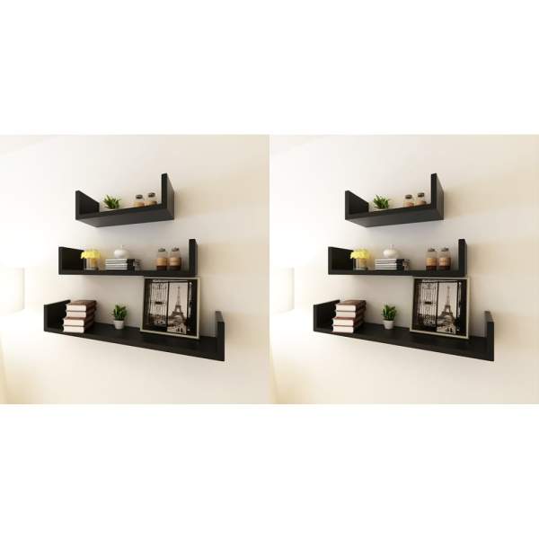  Wandregale 6 Stk. Schwarz