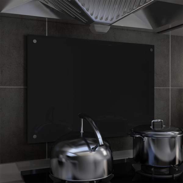  Küchenrückwand Schwarz 70x50 cm Hartglas