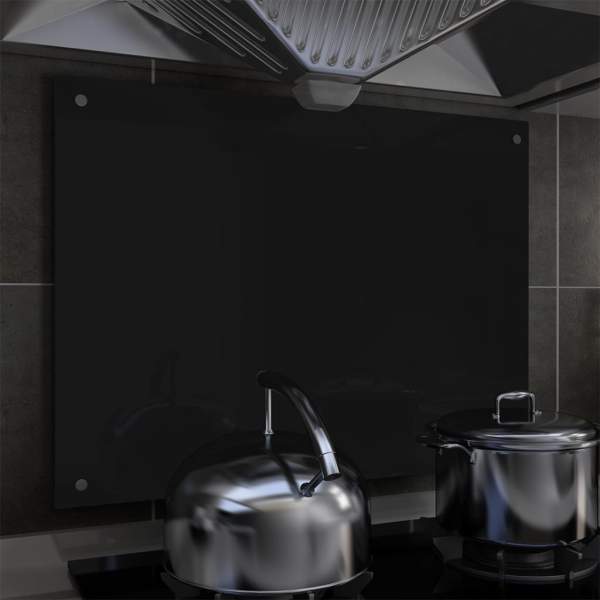  Küchenrückwand Schwarz 80x60 cm Hartglas