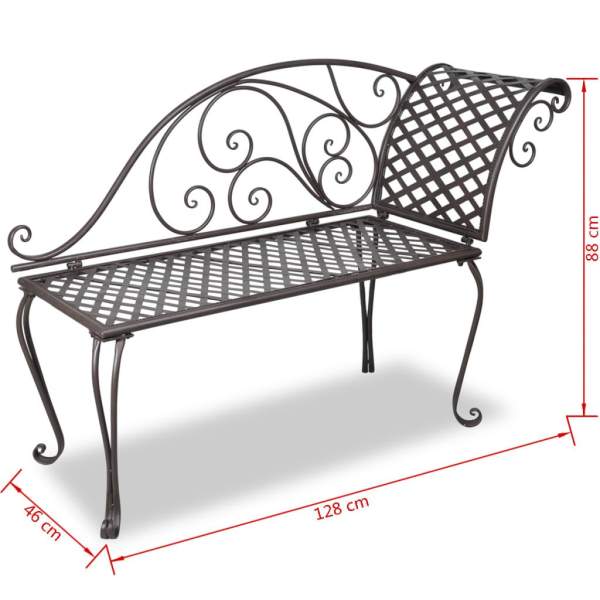  Garten-Chaiselongue 128 cm Stahl Antik Braun