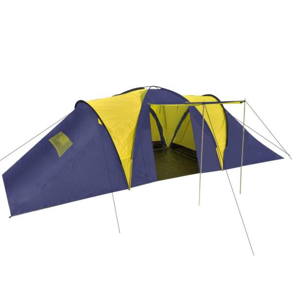  Campingzelt 9 Personen Stoff Blau/Gelb