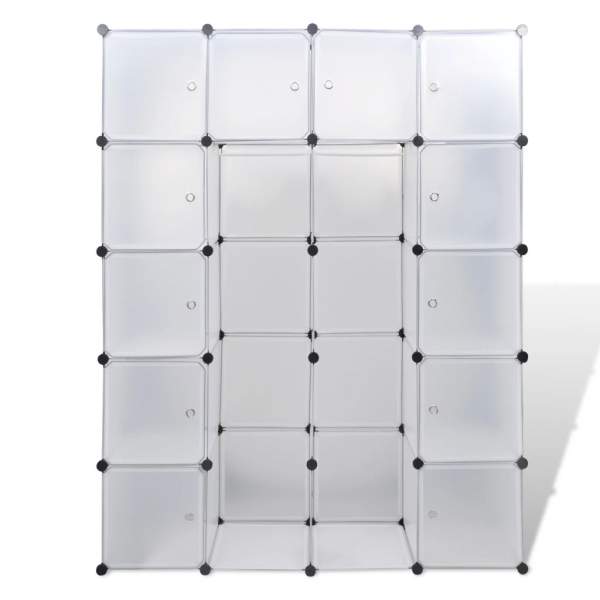  Modularer Schrank mit 14 Fächern Weiß 37x146x180,5 cm