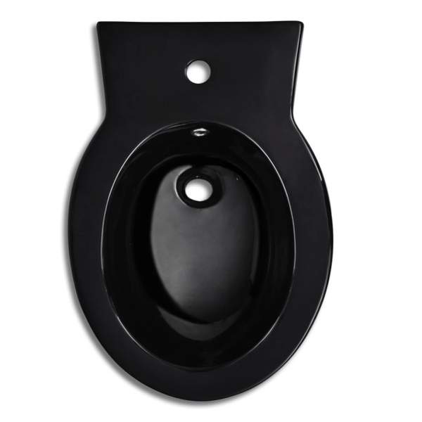 Stand-Toilette/WC WC Sitz+Stand-Bidet Bodenstehend schwarz