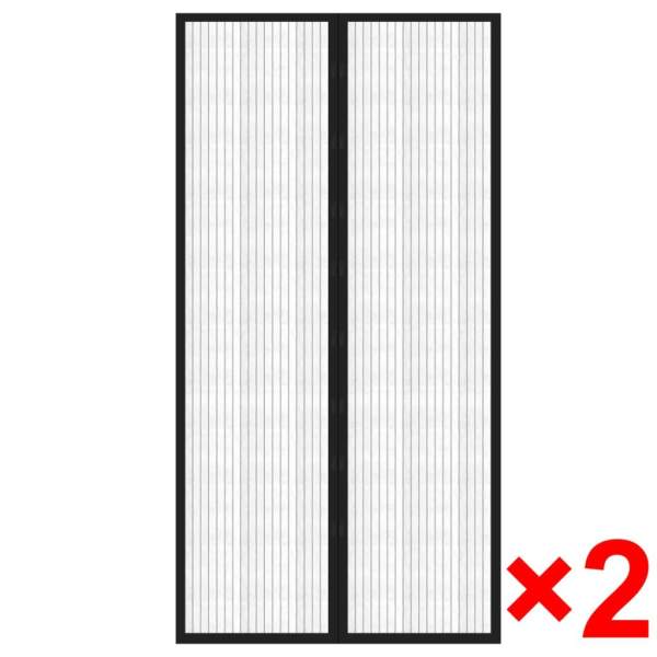  Fliegengitter-Türvorhang 2 Stk. Magnet Schwarz 210x100 cm