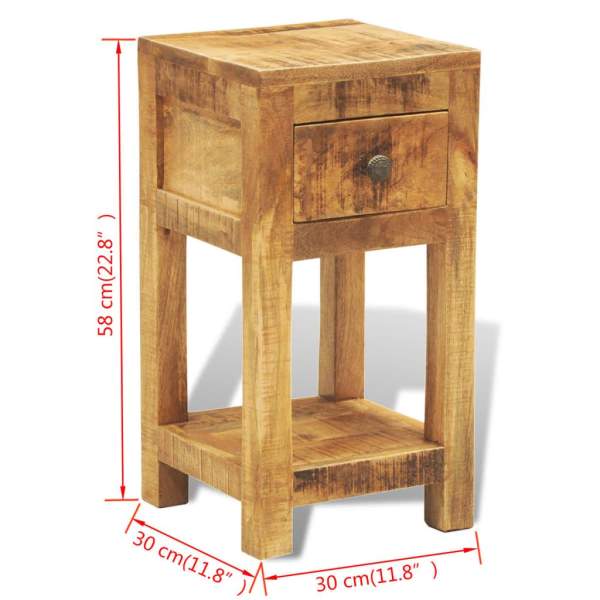  Nachttisch mit 1 Schublade Massivholz Mango 