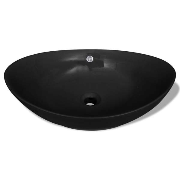 Luxuriöses Keramik Waschbecken Oval Schwarz