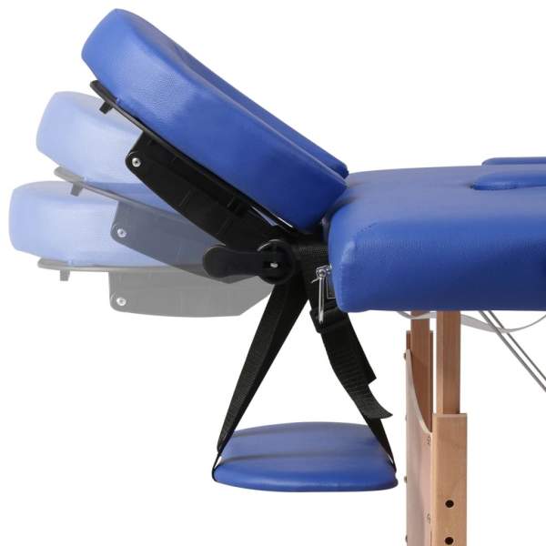  Massageliege Klappbar 2-Zonen mit Holzgestell Blau