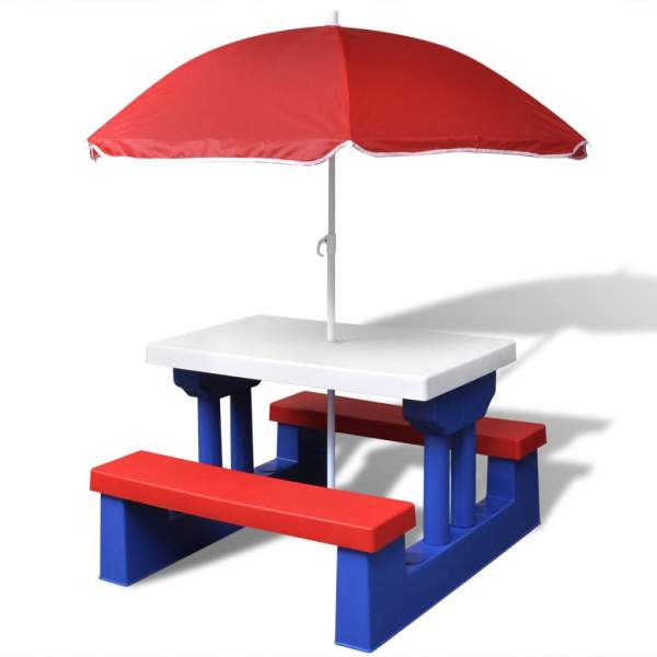  Kinder-Picknicktisch mit Schirm