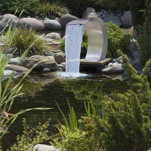  Garten-Wasserfall Pool-Fontäne Edelstahl 45×30×60 cm  