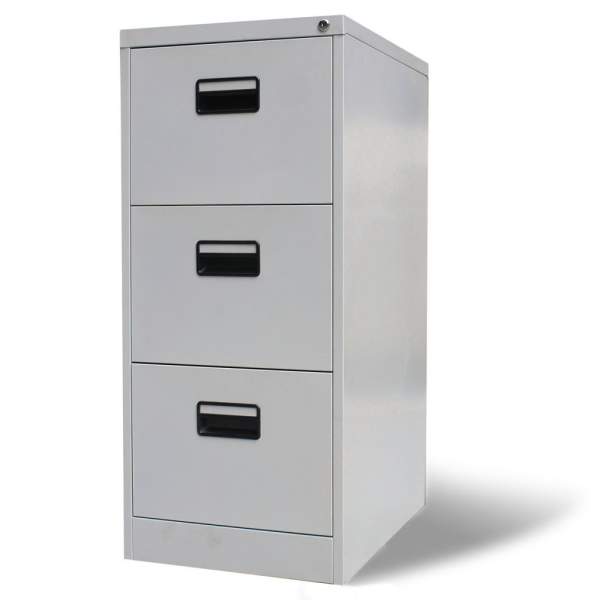  Registerschrank mit 3 Schubladen Grau 102,5 cm Stahl