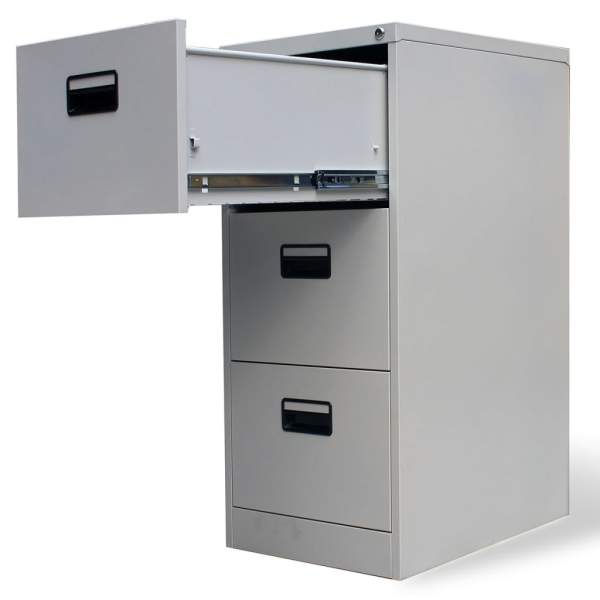  Registerschrank mit 3 Schubladen Grau 102,5 cm Stahl