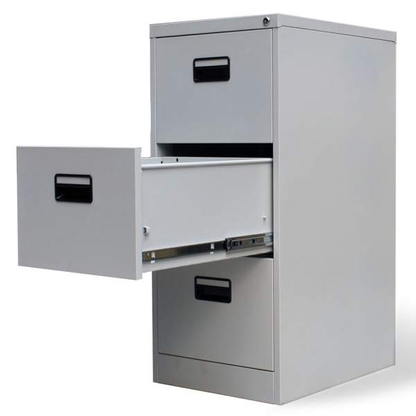  Registerschrank mit 3 Schubladen Grau 102,5 cm Stahl