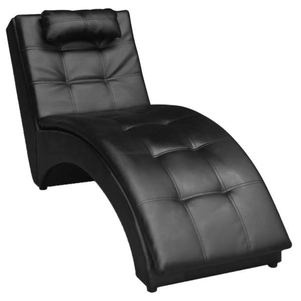  Chaiselongue mit Kissen Kunstleder Schwarz 