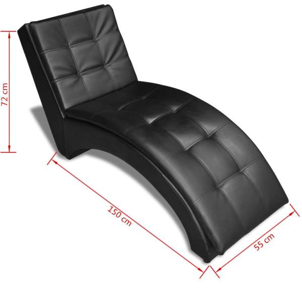  Chaiselongue mit Kissen Kunstleder Schwarz 