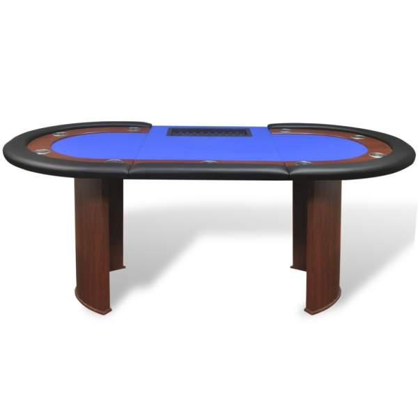  Pokertisch für 10 Spieler mit Dealerbereich und Chipablage Blau 