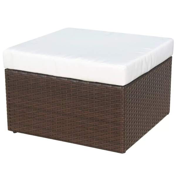  Gartensessel mit Fußhocker Poly Rattan Braun 