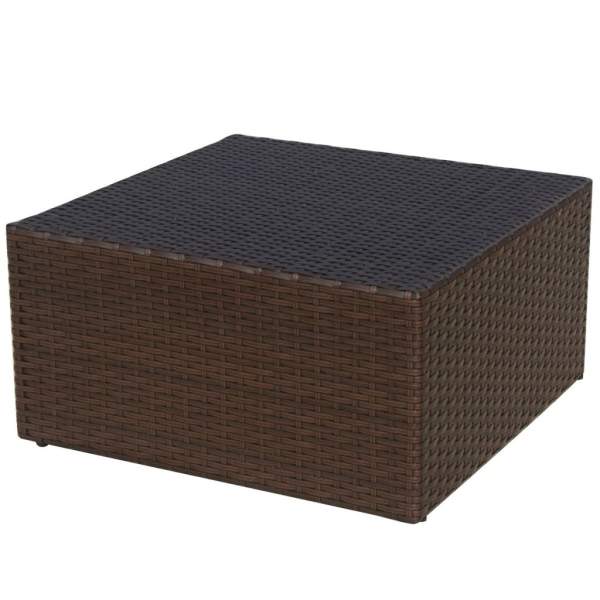  Gartensessel mit Fußhocker Poly Rattan Braun 