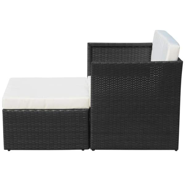  Gartensessel mit Fußhocker Poly Rattan Schwarz 