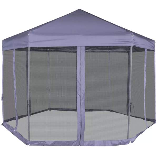  Hexagonal Pop-Up Zelt mit 6 Seitenwänden Dunkelblau 3,6x3,1 m
