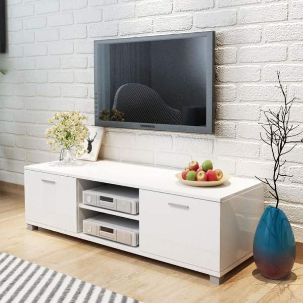  TV-Schrank Hochglanz-Weiß 140x40,5x35 cm