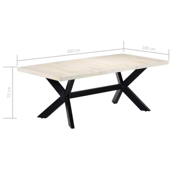  Esstisch Weiß 200×100×75 cm Massivholz Mango