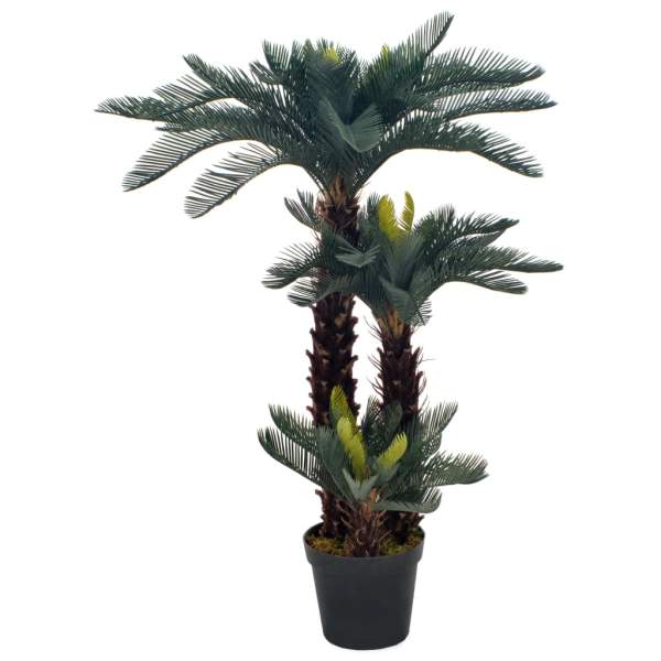  Künstliche Pflanze Cycas-Palme mit Topf Grün 125 cm