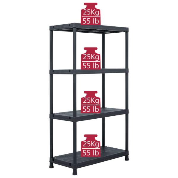  Lagerregal Schwarz 100 kg 60 x 30 x 138 cm Kunststoff