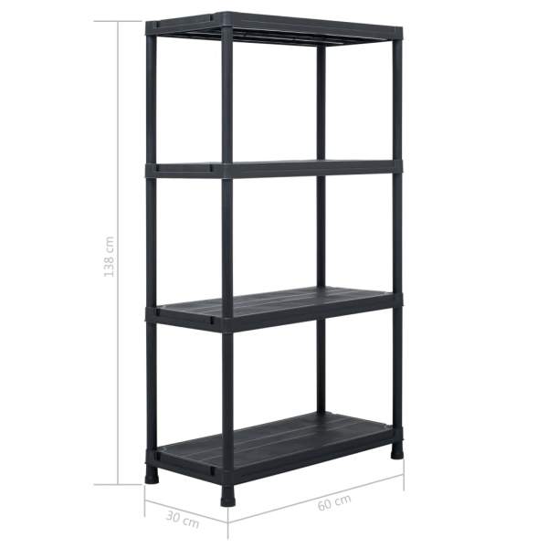  Lagerregal Schwarz 100 kg 60 x 30 x 138 cm Kunststoff
