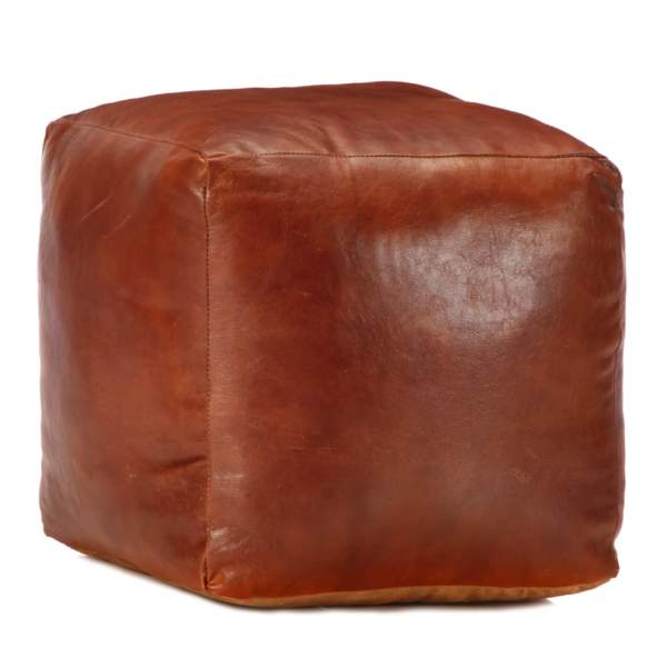 Pouf Hellbraun 40 x 40 x 40 cm Echtes Ziegenleder