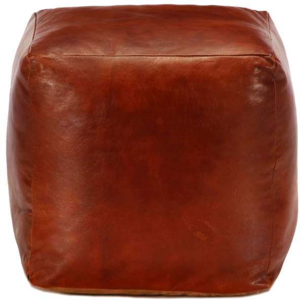  Pouf Hellbraun 40 x 40 x 40 cm Echtes Ziegenleder