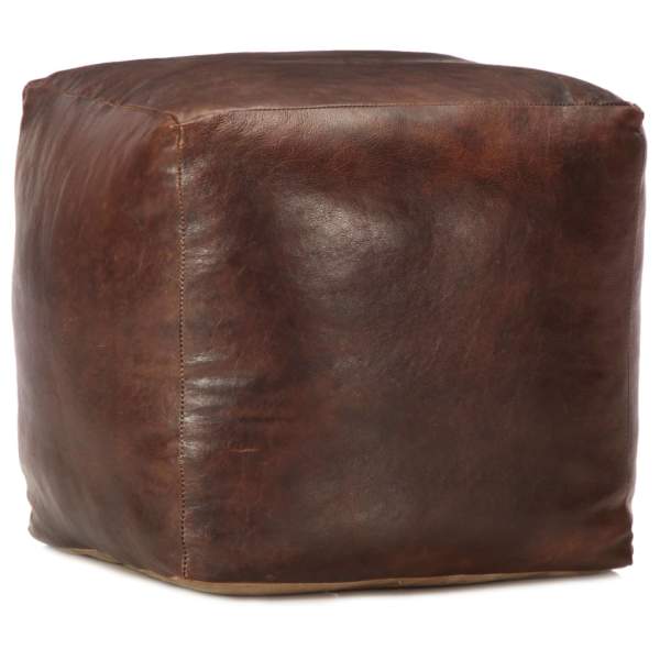  Pouf Dunkelbraun 40 x 40 x 40 cm Echtes Ziegenleder