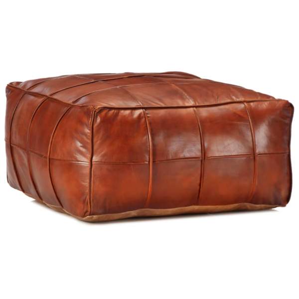  Pouf Hellbraun 60 x 60 x 30 cm Echtes Ziegenleder