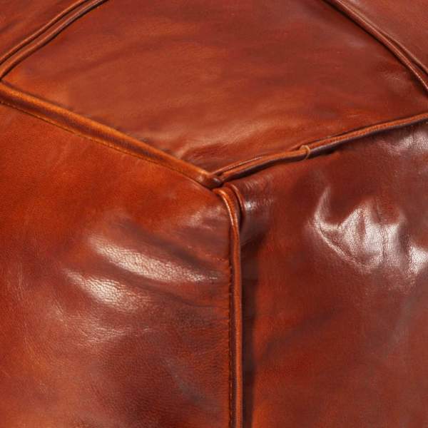  Pouf Hellbraun 60 x 60 x 30 cm Echtes Ziegenleder
