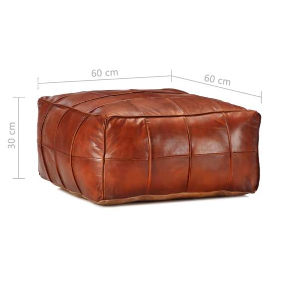  Pouf Hellbraun 60 x 60 x 30 cm Echtes Ziegenleder