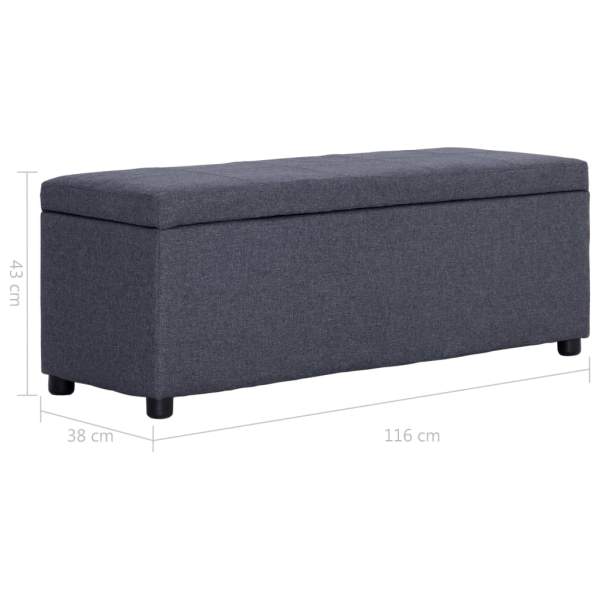  Bank mit Staufach 116 cm Dunkelgrau Polyester 