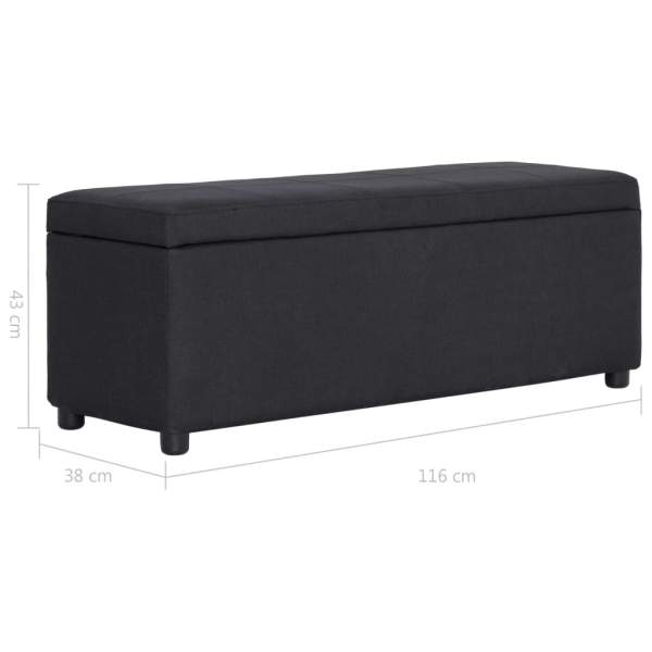  Bank mit Staufach 116 cm Schwarz Polyester 