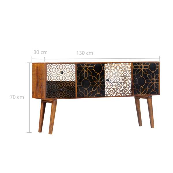  Sideboard mit Druckmustern 130x30x70 cm Massivholz Mango