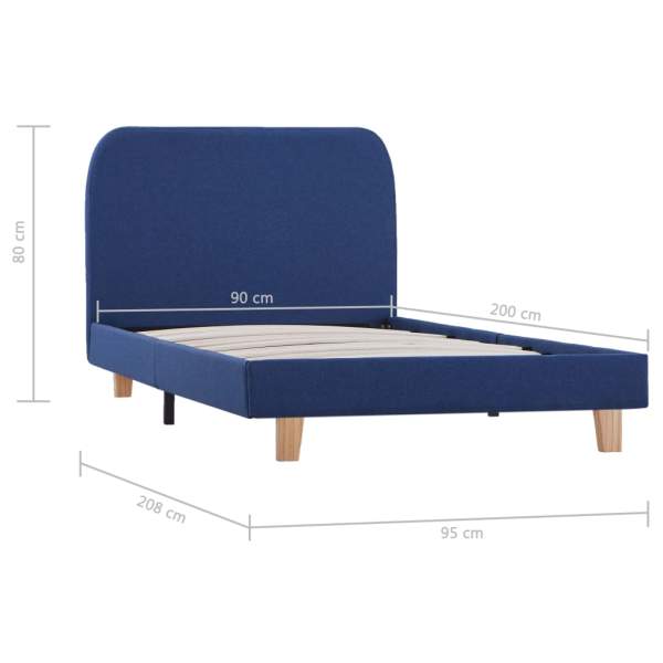  Bettgestell Blau Stoff 90x200 cm