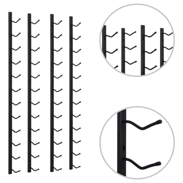  Wand-Weinregale für 12 Flaschen 2 Stk. Schwarz Eisen