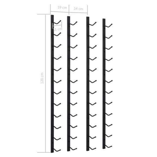  Wand-Weinregale für 12 Flaschen 2 Stk. Schwarz Eisen