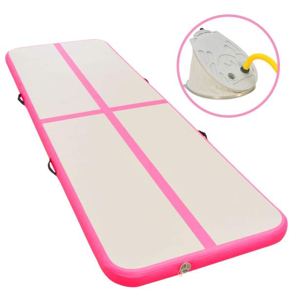  Aufblasbare Gymnastikmatte mit Pumpe 300×100×10 cm PVC Rosa