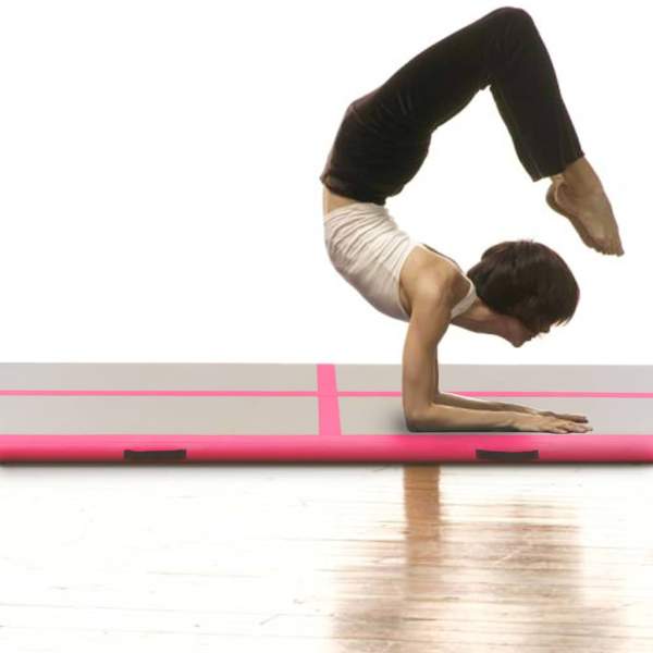 Aufblasbare Gymnastikmatte mit Pumpe 300×100×10 cm PVC Rosa