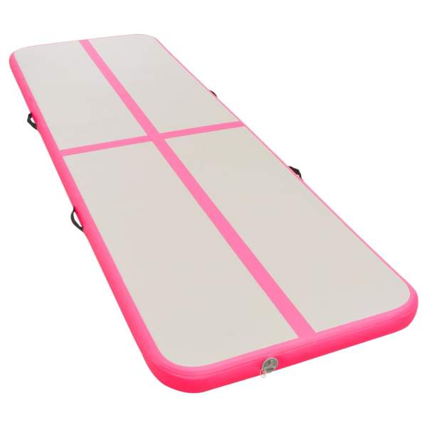  Aufblasbare Gymnastikmatte mit Pumpe 300×100×10 cm PVC Rosa