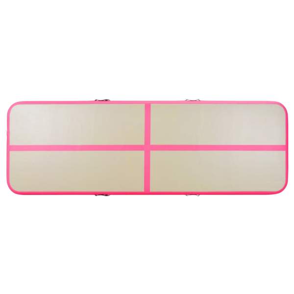  Aufblasbare Gymnastikmatte mit Pumpe 300×100×10 cm PVC Rosa