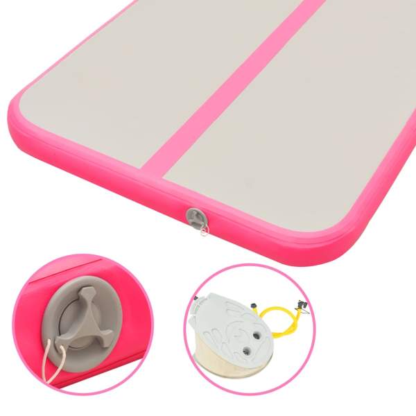  Aufblasbare Gymnastikmatte mit Pumpe 300×100×10 cm PVC Rosa